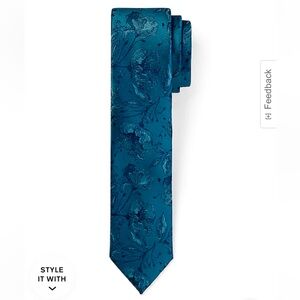 Teal Floral Pattern Tie